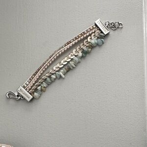 Victoria Emerson Silver and Green Beaded Bracelet